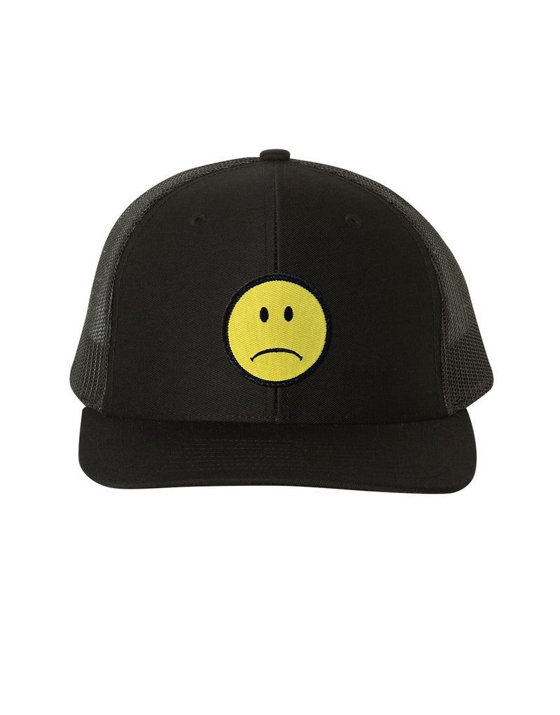 EVERCLEAR FROWNY FACE BLACK TRUCKER CAP