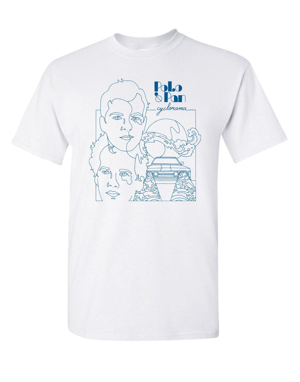 Polo & Pan Cyclorama White Tee - Blue Print -FRONT PRINT ONLY