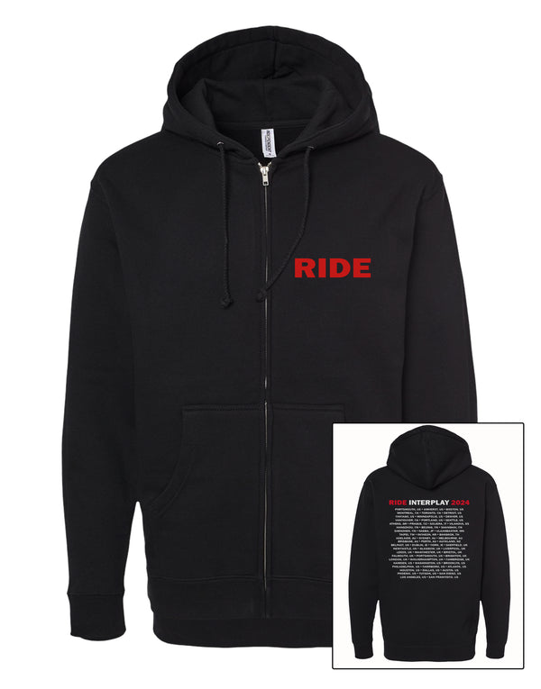 PRE-ORDER: RIDE INTERPLAY TOUR BLACK ZIP HOODIE