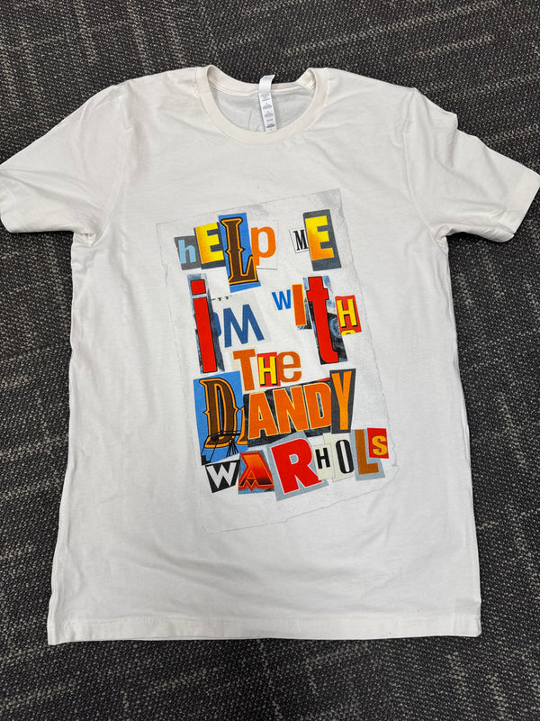 THE DANDY WARHOLS "HELP ME" RANSOM NOTE VINTAGE WHITE TEE