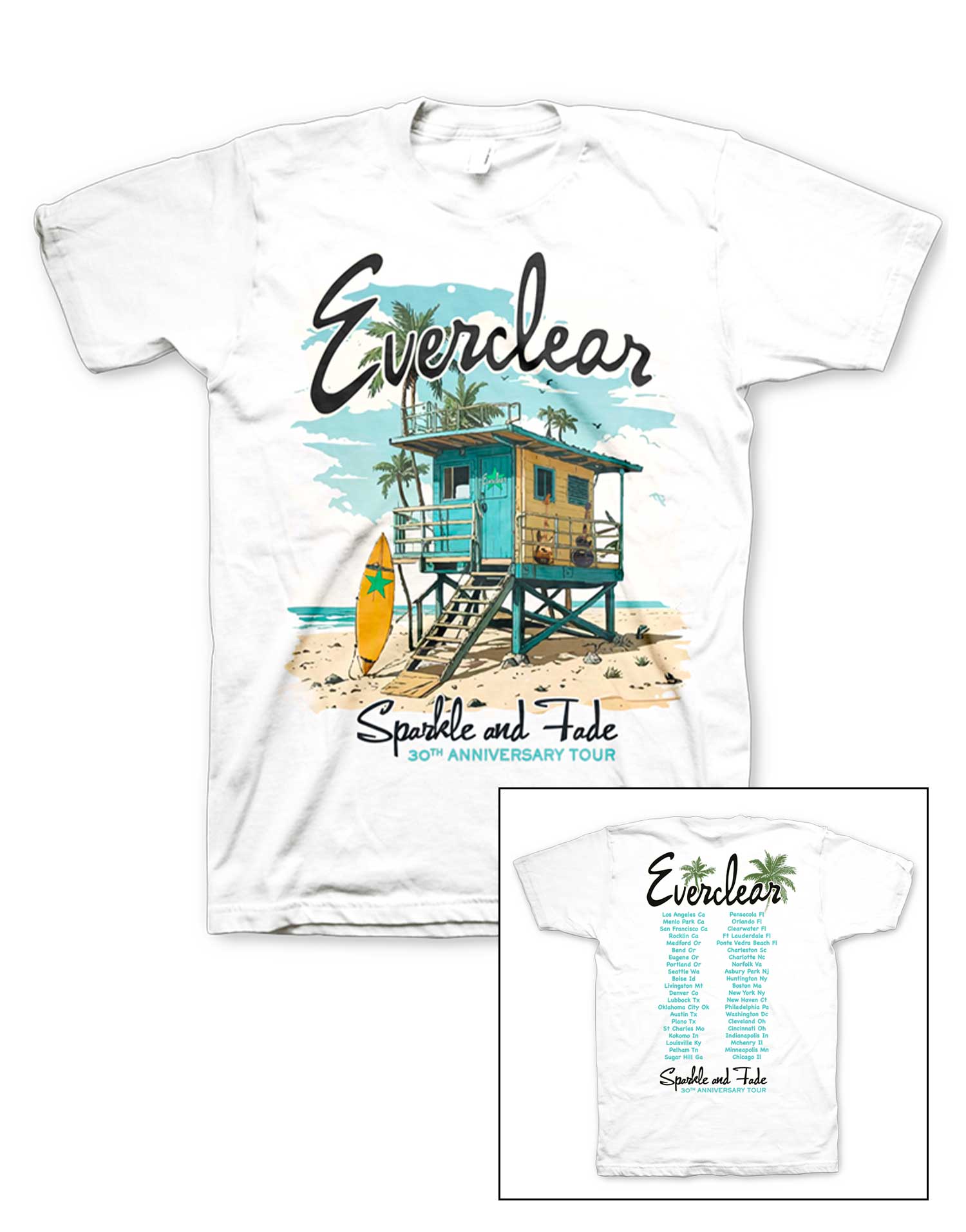 EVERCLEAR 2025 TOUR - SPARKLE AND FADE 30TH ANNIVERSARY - WHITE TEE ...
