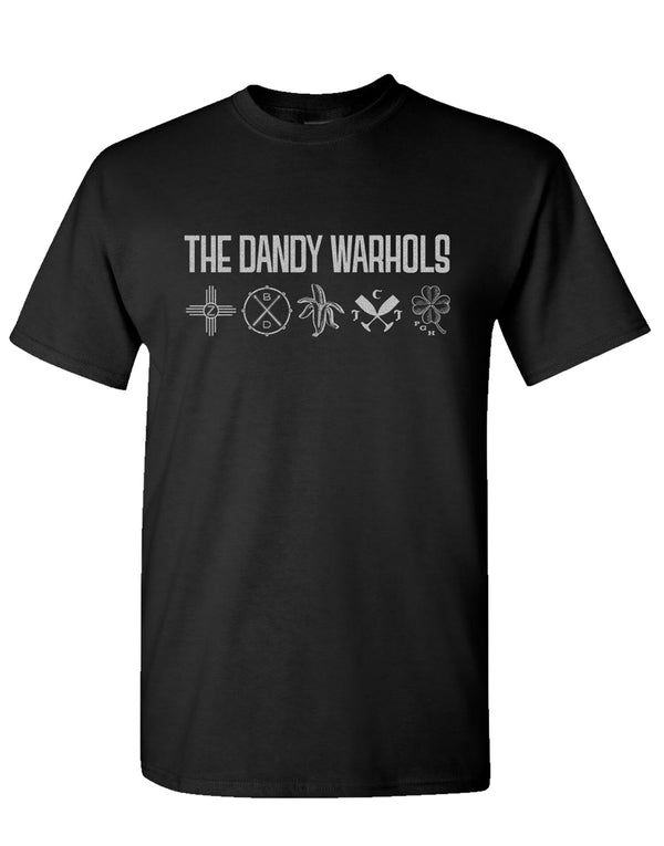 The Dandy Warhols  "Icons" Silver Print Black T-Shirt