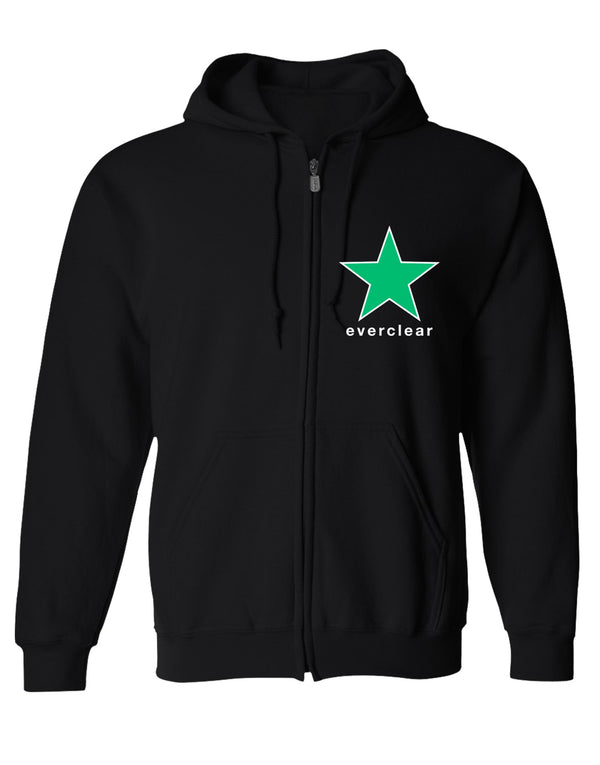 Everclear "Green Star" Mens Black Zip-Up Sweatshirt